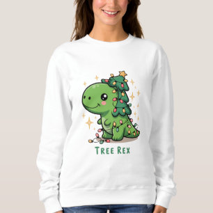 Christmas Dinosaur Light Party Funny Tree Rex Sweatshirt