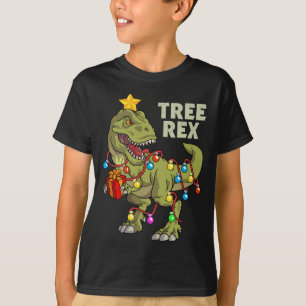 Christmas Dinosaur Lights Tree Rex T-Shirt