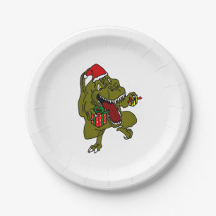 Christmas Dinosaur Paper Plate