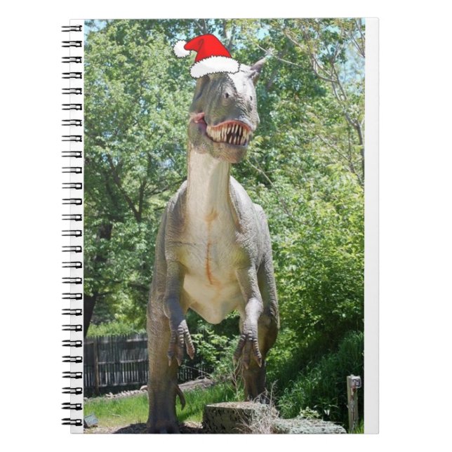 Christmas Dinosaur Santa Claus Notebook (Front)