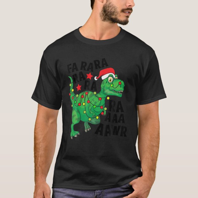 Christmas Dinosaur Santa Hat Fa Ra Ra Rawr T Rex X T-Shirt (Front)