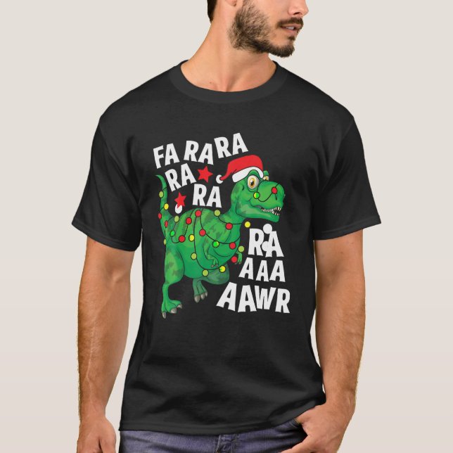 Christmas Dinosaur Santa Hat Fa Ra Ra Rawr T Rex X T-Shirt (Front)