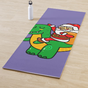 Christmas Dinosaur Santa Riding T Rex Xmas Kids Bo Yoga Mat
