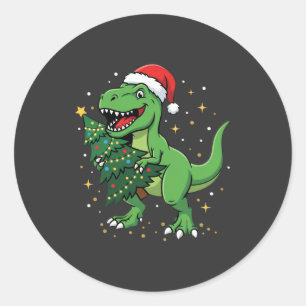 Christmas Dinosaur Santa T Rex Classic Round Sticker