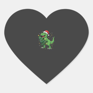 Christmas Dinosaur Santa T Rex Heart Sticker