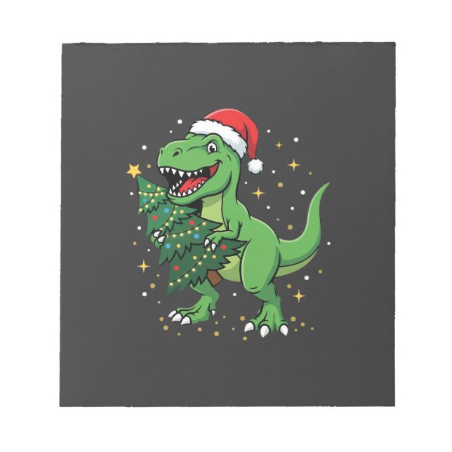 Christmas Dinosaur Santa T Rex Notepad (Front)