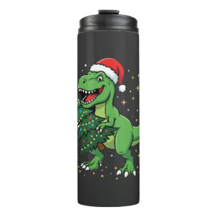 Christmas Dinosaur Santa T Rex Thermal Tumbler