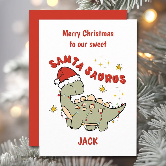 Christmas Dinosaur Santasaurus Name Boy Holiday Card (Christmas Dinosaur Santasaurus Name Boy Holiday Card)