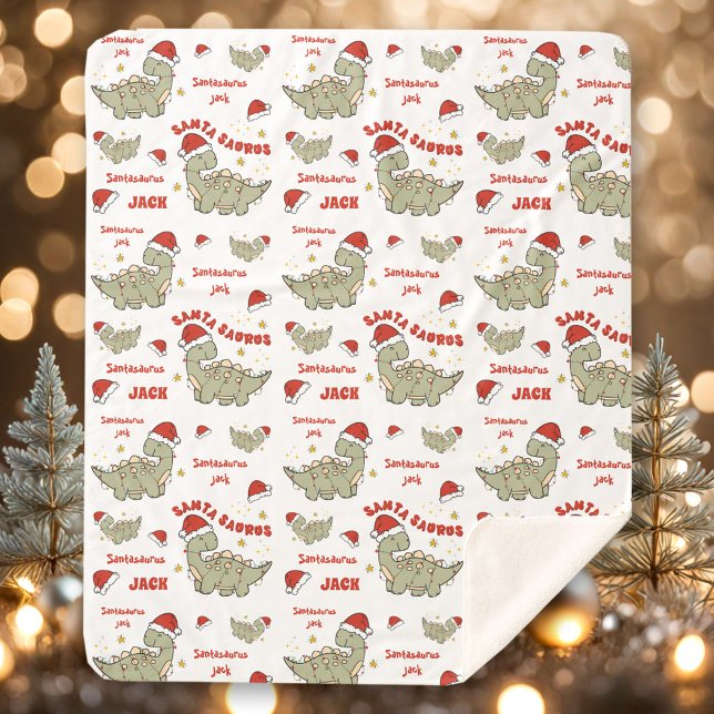 Christmas Dinosaur Santasaurus Name Sherpa Blanket (Christmas Dinosaur Santasaurus Name Sherpa Blanket)