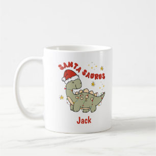 Christmas Dinosaur Santasaurus Retro Name Coffee Mug