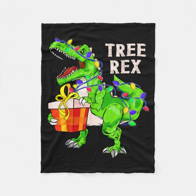 Christmas Dinosaur Shirt Tree Rex Pyjamas Xmas Men Fleece Blanket (Front)
