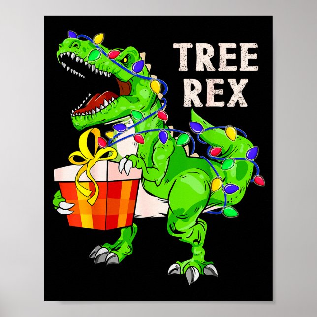 Christmas Dinosaur Shirt Tree Rex Pyjamas Xmas Men Poster (Front)