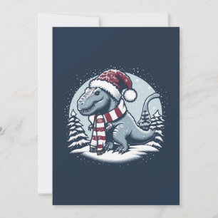 Christmas Dinosaur T-Rex On Snow Holiday Card