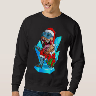 Christmas Dinosaur T Rex Pyjamas Kids Men Boys Xma Sweatshirt