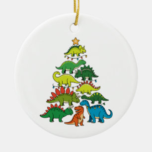 Christmas Dinosaur T Rex Tree Xmas Lights Festive Ceramic Tree Decoration