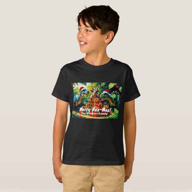 Christmas Dinosaur T-Shirt – Merry Rex-Mas!  (Front Full)