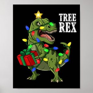 Christmas Dinosaur Tree Rex Boys Girls Kids Xmas G Poster