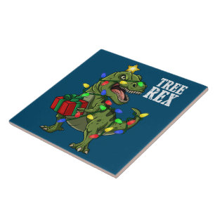 Christmas Dinosaur Tree Rex Boys Girls Kids Xmas Tile