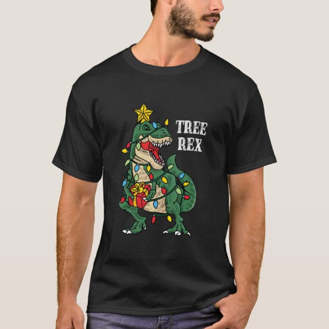 Christmas Dinosaur Tree Rex Funny Xmas Gifts For K T-Shirt (Front)