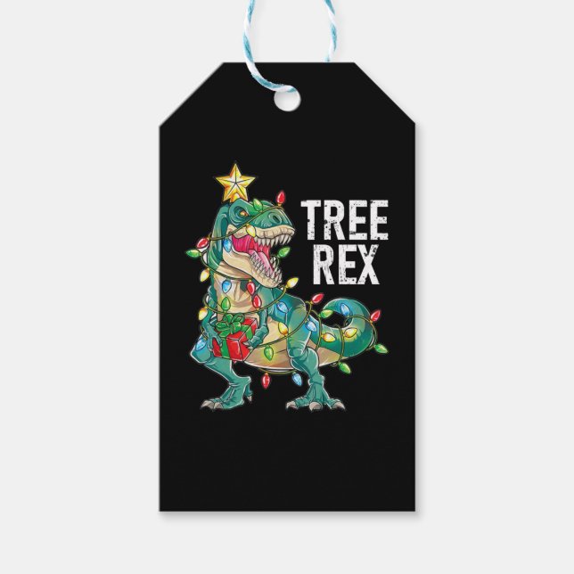 Christmas Dinosaur Tree Rex   Gift Tags (Front)