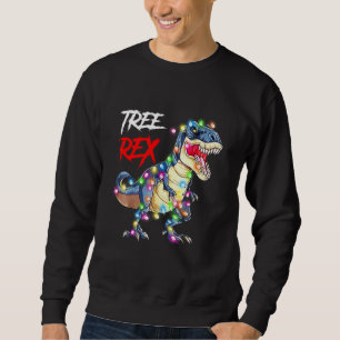 Christmas Dinosaur Tree Rex Lights Men Boys Kids X Sweatshirt