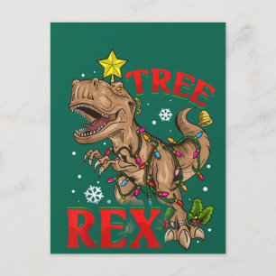 Christmas Dinosaur Tree Rex Lights TRex Xmas Gift Postcard