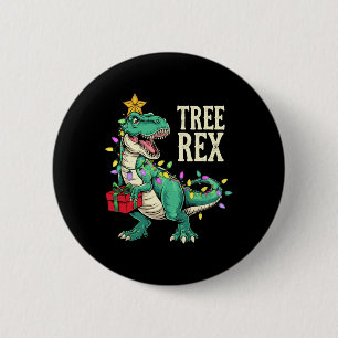 Christmas Dinosaur Tree Rex Pajamas Men Boys Kids  6 Cm Round Badge