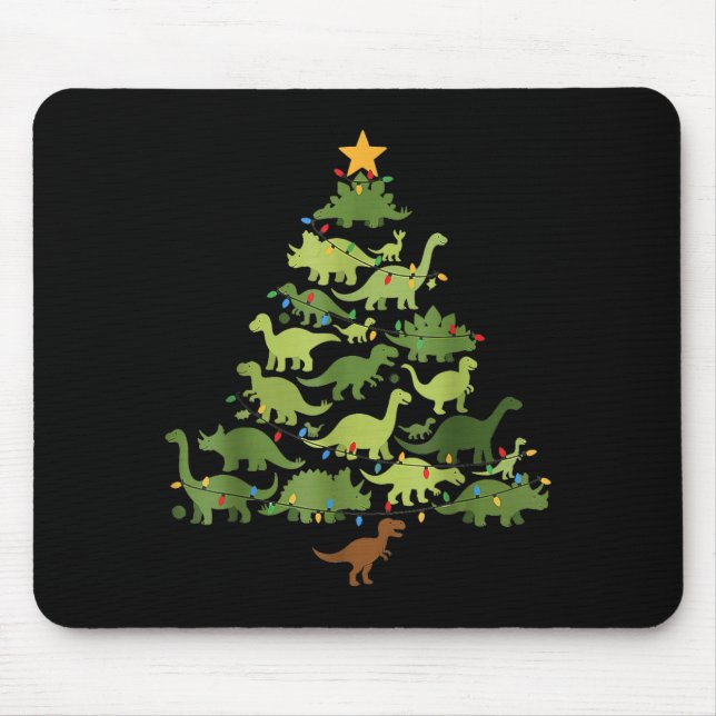 Christmas Dinosaur Tree Rex Pajamas Men Boys Kids  Mouse Mat (Front)