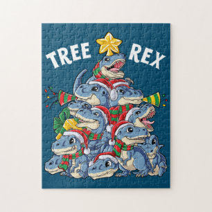Christmas Dinosaur Tree Rex Pajamas Men Boys Xmas Jigsaw Puzzle