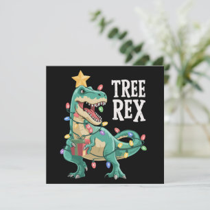 Christmas Dinosaur Tree Rex Pajamas Xmas Lights  Holiday Card