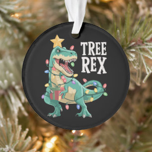 Christmas Dinosaur Tree Rex Pajamas Xmas Lights Ornament