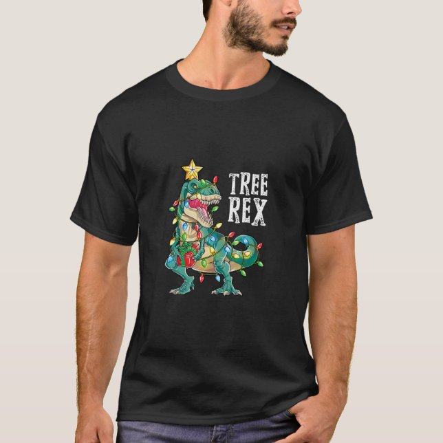 Christmas Dinosaur Tree Rex Pyjamas  Boys Kids Xma T-Shirt (Front)
