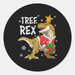 Christmas Dinosaur Tree Rex Pyjamas Men Boys Kids Classic Round Sticker