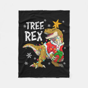 Christmas Dinosaur Tree Rex Pyjamas Men Boys Kids Fleece Blanket