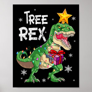 Christmas Dinosaur Tree Rex Pyjamas Men Boys Kids  Poster