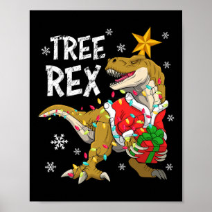 Christmas Dinosaur Tree Rex Pyjamas Men Boys Kids  Poster