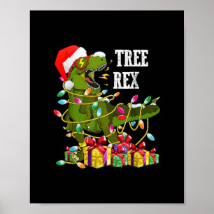 Christmas Dinosaur Tree Rex Pyjamas Men Boys Kids Poster