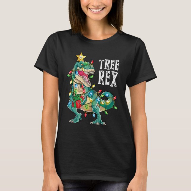 Christmas Dinosaur Tree Rex Pyjamas Men Boys Kids  T-Shirt (Front)
