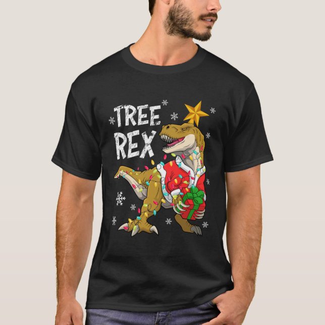 Christmas Dinosaur Tree Rex Pyjamas Men Boys Kids  T-Shirt (Front)