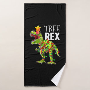 Christmas Dinosaur Tree Rex Pyjamas Men Boys Xmas Bath Towel