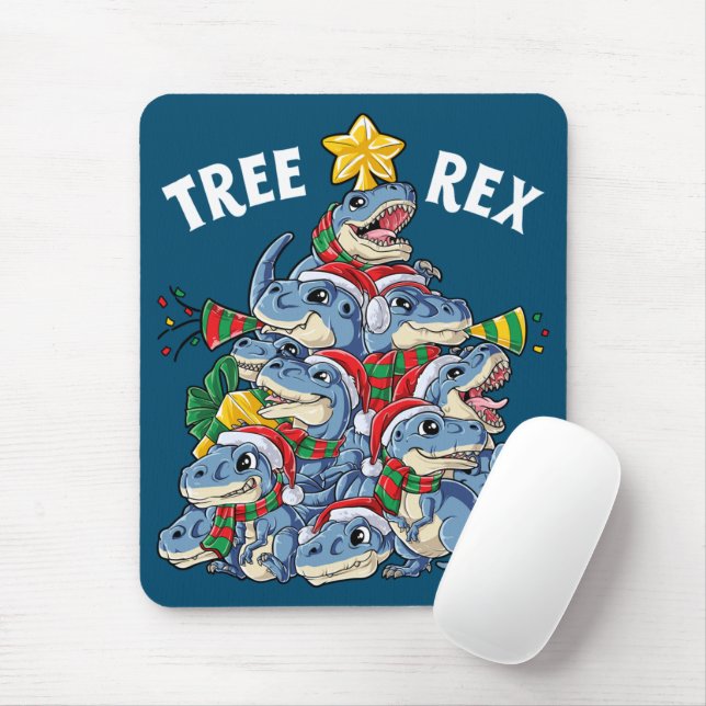 Christmas Dinosaur Tree Rex Pyjamas Men Boys Xmas Mouse Mat (With Mouse)