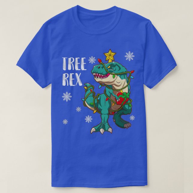 Christmas Dinosaur Tree Rex Pyjamas Men Boys Xmas  T-Shirt (Design Front)