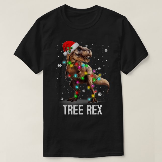 Christmas Dinosaur Tree Rex Pyjamas Men Boys Xmas  T-Shirt (Design Front)