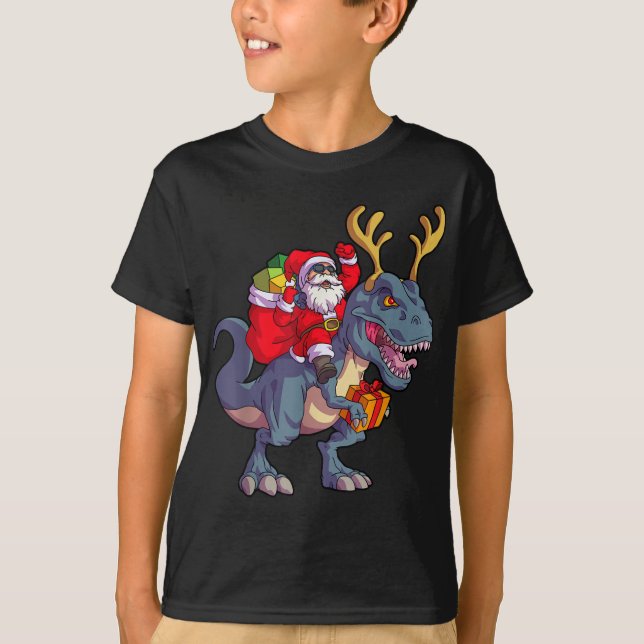 Christmas Dinosaur Tree Rex Pyjamas T-Shirt (Front)