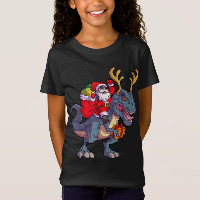 Christmas Dinosaur Tree Rex Pyjamas T-Shirt (Front)