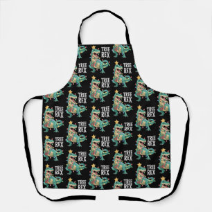 Christmas Dinosaur Tree Rex Pyjamas Xmas Lights  Apron