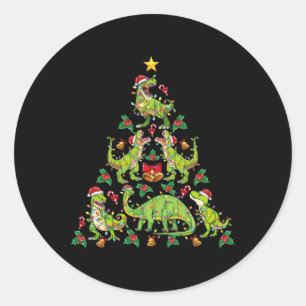 Christmas Dinosaur Tree Rex Shirt Boys Kids T Rex Classic Round Sticker