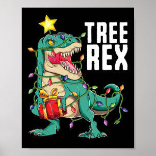Christmas Dinosaur Tree Rex Trex Pyjamas Men Boys  Poster