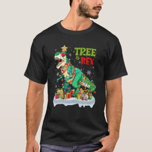 Christmas Dinosaur Tree Rex Xmas Lights Pajama Men T-Shirt