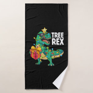 Christmas Dinosaur Tree Rex Xmas Lights Pyjamas Me Bath Towel